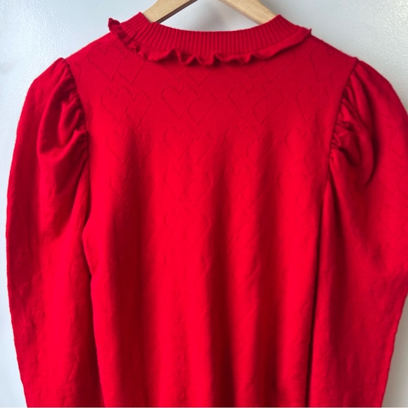 Nwt Rinascimento Puff Shoulder Heart Sweater Red - Picture 2 of 9